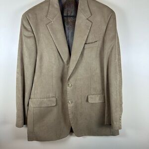 Ralph Lauren Sport Coat Blazer Men's 42L Brown Tan Faux Suede Jacket 2 Button
